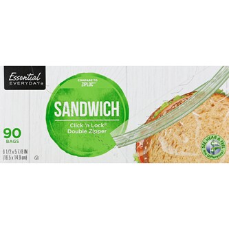 Essential Everyday Click 'n Lock Double Zipper Sandwich Bags