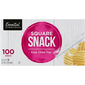Essential Everyday Easy Close Top Square Snack Bags
