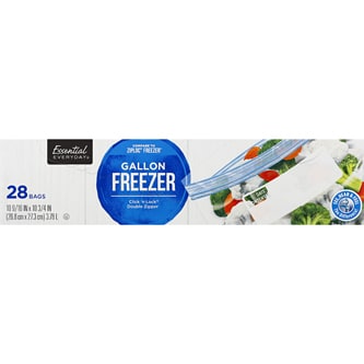 Essential Everyday Click 'n Lock Double Zipper Gallon Freezer Bags