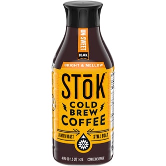 SToK Cold Brew Coffee, Un-Sweet Black, Bright & Mellow, Plastic Bottle