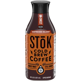 SToK Cold Brew Coffee, Un-Sweet Black, Espresso Blend, Plastic Bottle