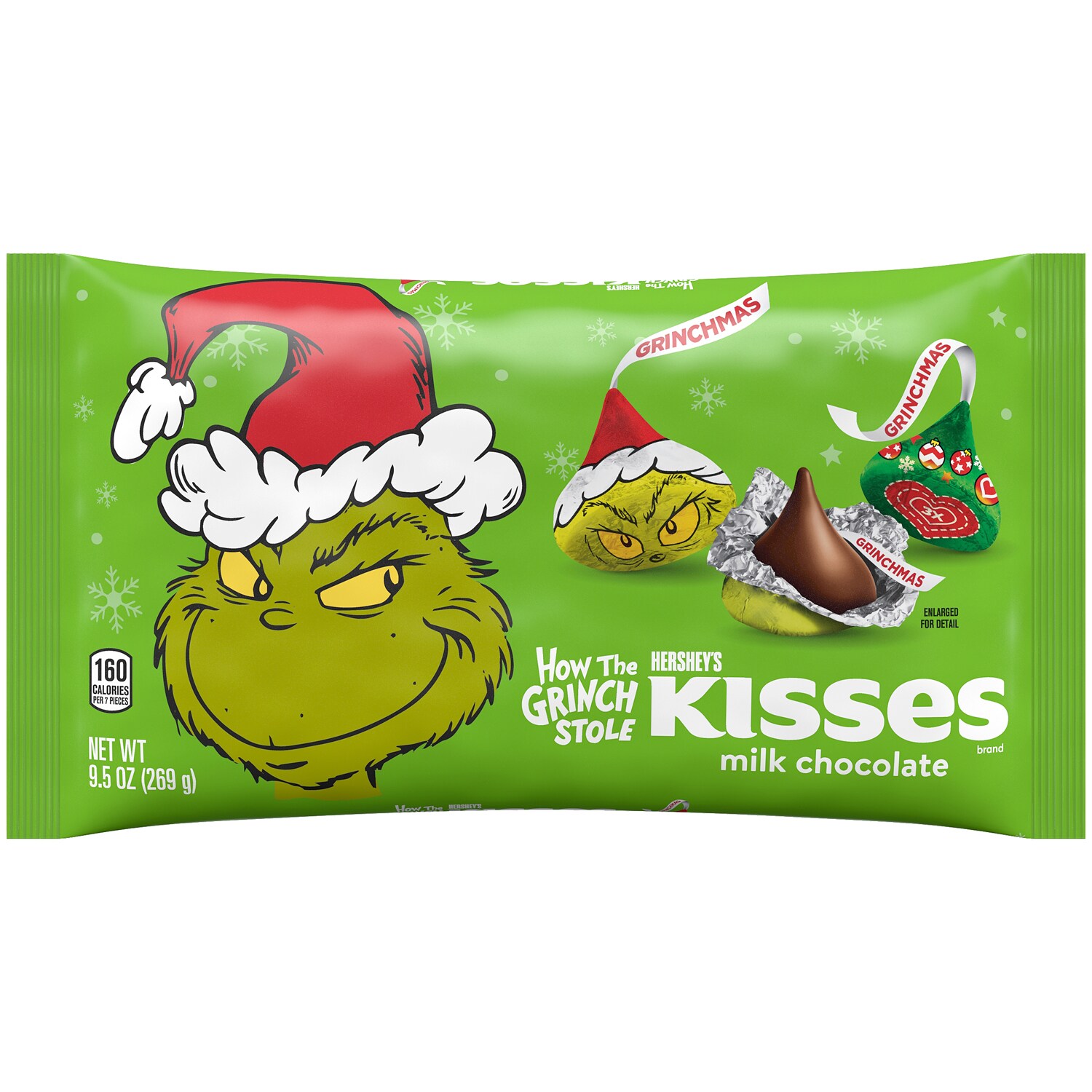 Kisses Grinch Milk Chocolate Christmas Candy Bag