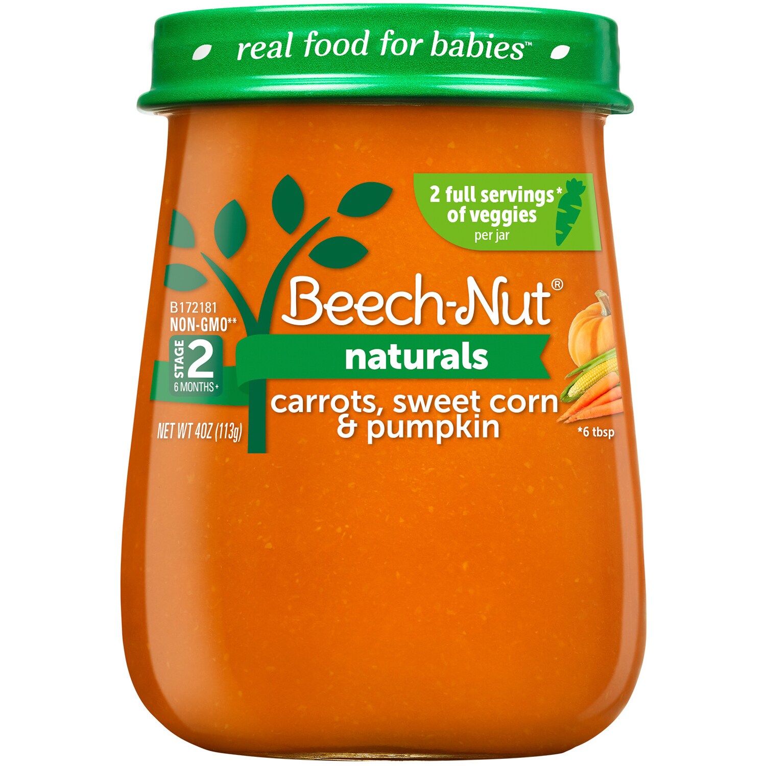 Beech-Nut Naturals Stage 2 Baby Food, Carrots, Sweet Corn & Pumpkin
