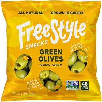 Freestyle Snacks Green Olives, Lemon Garlic