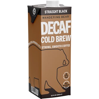 Wandering Bear Decaf Cold Brew Coffee, Straight Black, Carton
