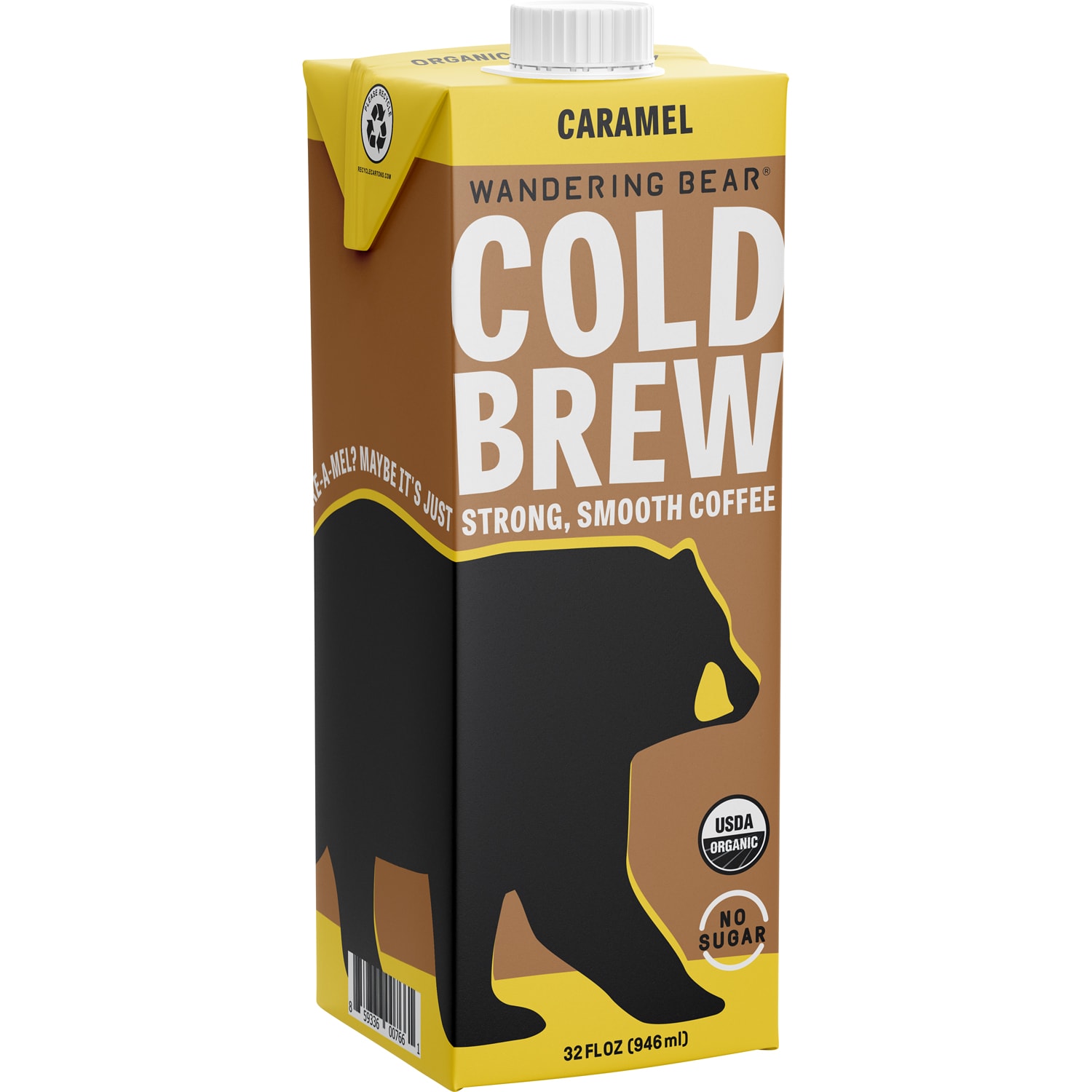Wandering Bear Organic Cold Brew Coffee, Caramel, Carton