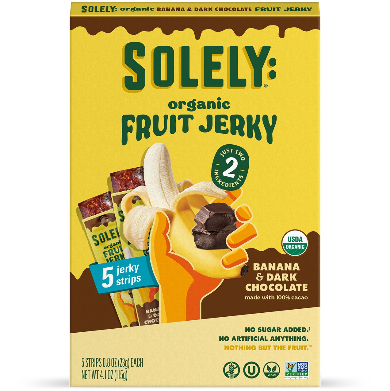 Solely Organic Fruit Jerky, Banana & Dark Chocolate