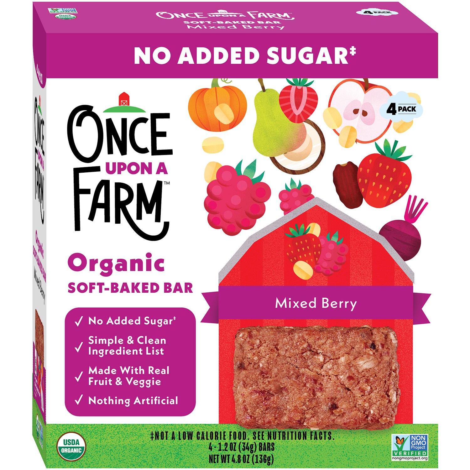 Once Upon a Farm Organic Soft-Baked Bar, Mixed Berry