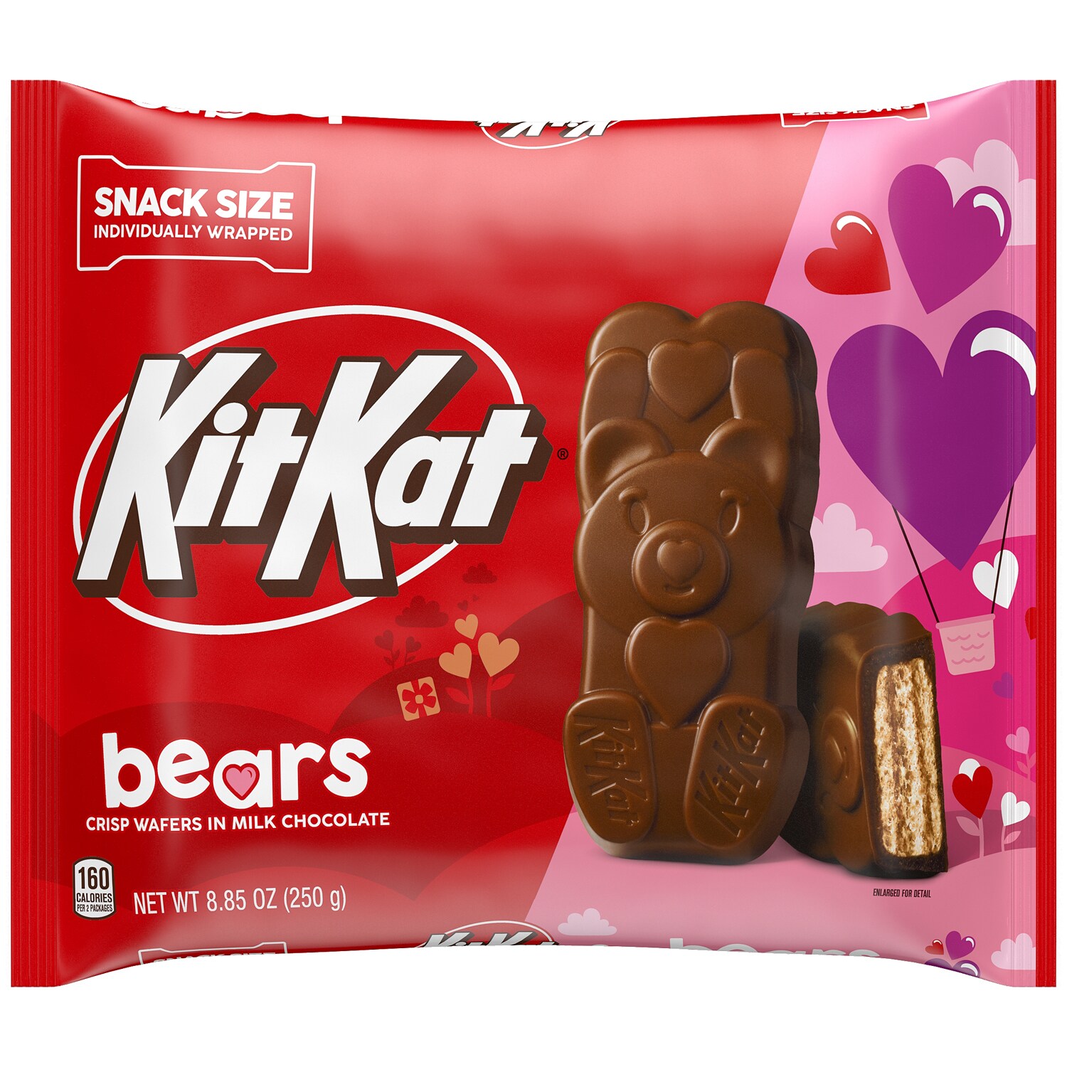 Kitkat Snack Size Bears Crisp Wafers in Milk Chocolate Valentine's Laydown Bag
