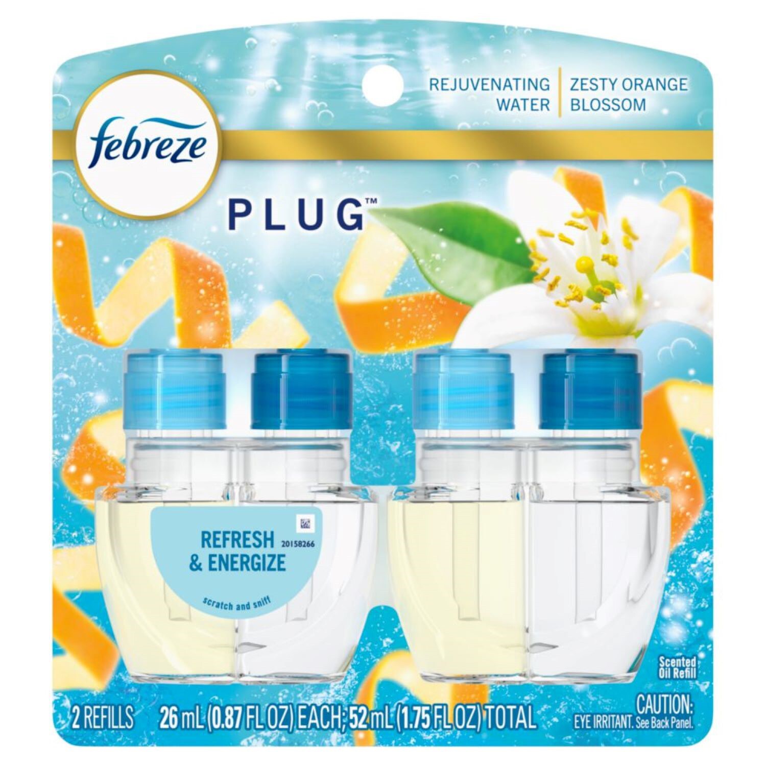 Febreze Plug Air Freshener Scented Oil Refills, Refresh & Energize