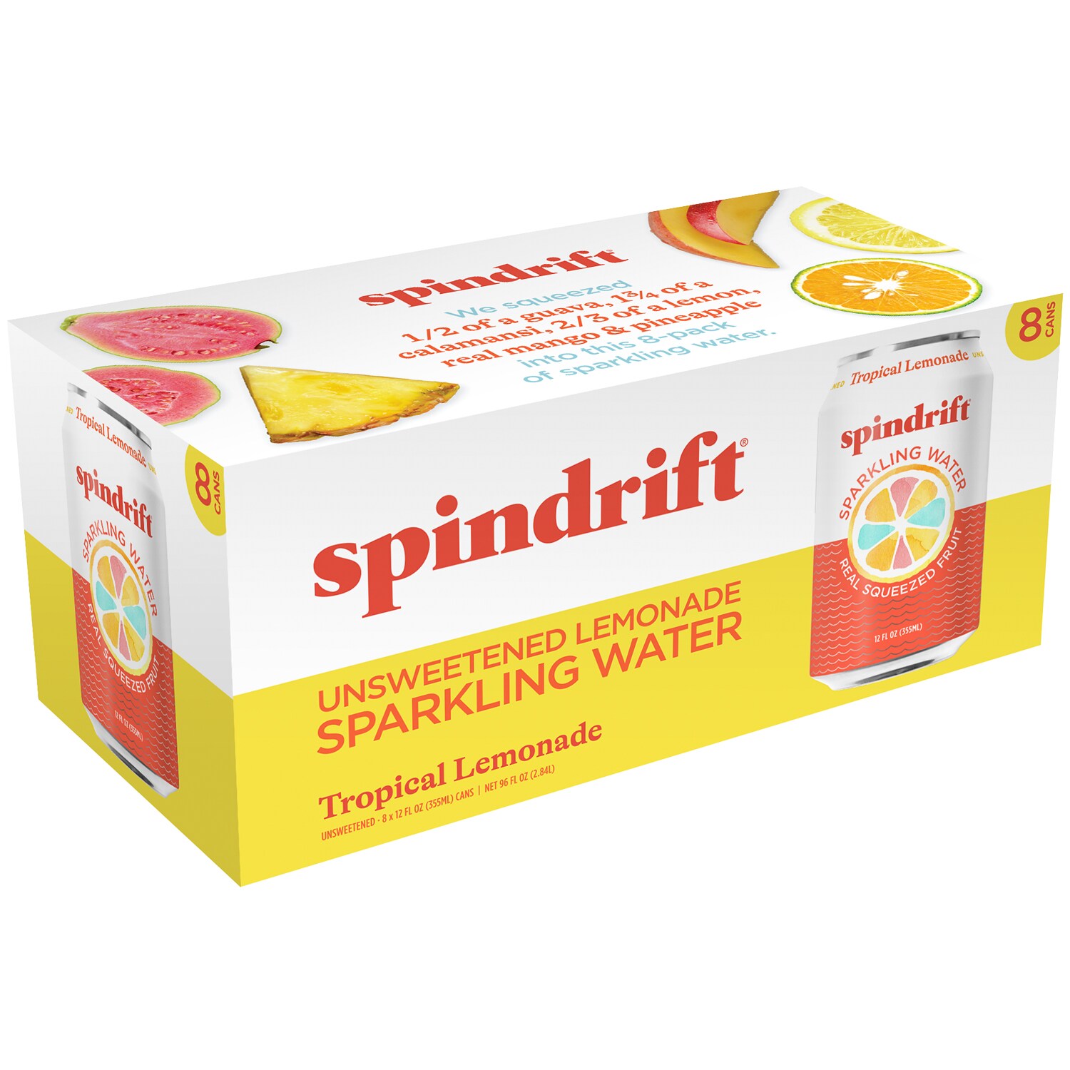 Spindrift Sparkling Water, Tropical Lemonade, Cans