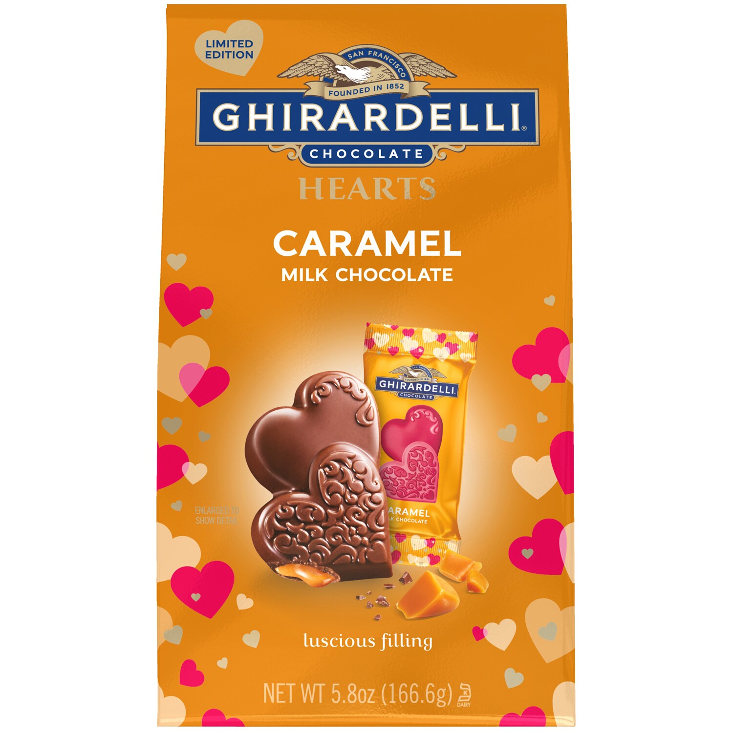 Ghirardelli Chocolate Hearts, Caramel Milk Chocolate