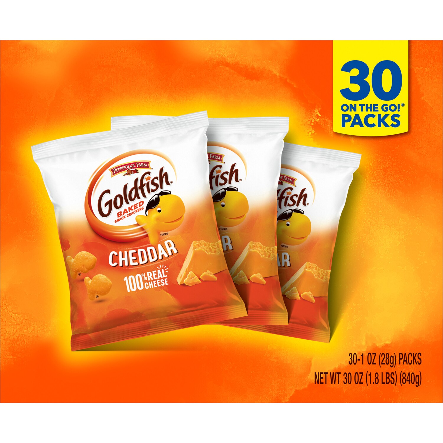 Pepperidge Farm Goldfish Crackers Multi-Packs, Cheddar Cheese