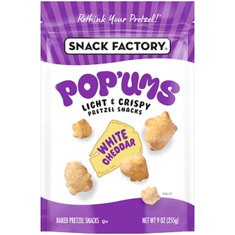 Snack Factory Pop 'ums Pretzel Snacks, White Cheddar
