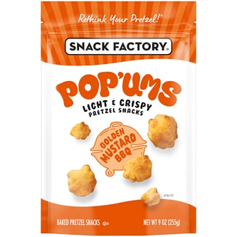 Snack Factory Pop 'ums Pretzel Snacks, Golden Mustard BBQ