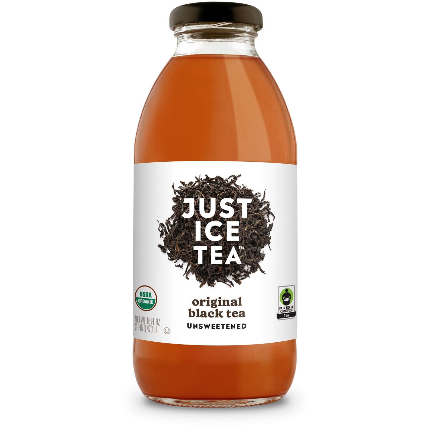 Just Iced Tea Unsweetened, Organic Black Tea, Glass Bottle