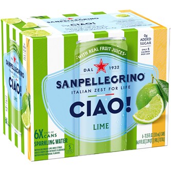 San Pellegrino Sparkling Water Ciao Lime,  Cans