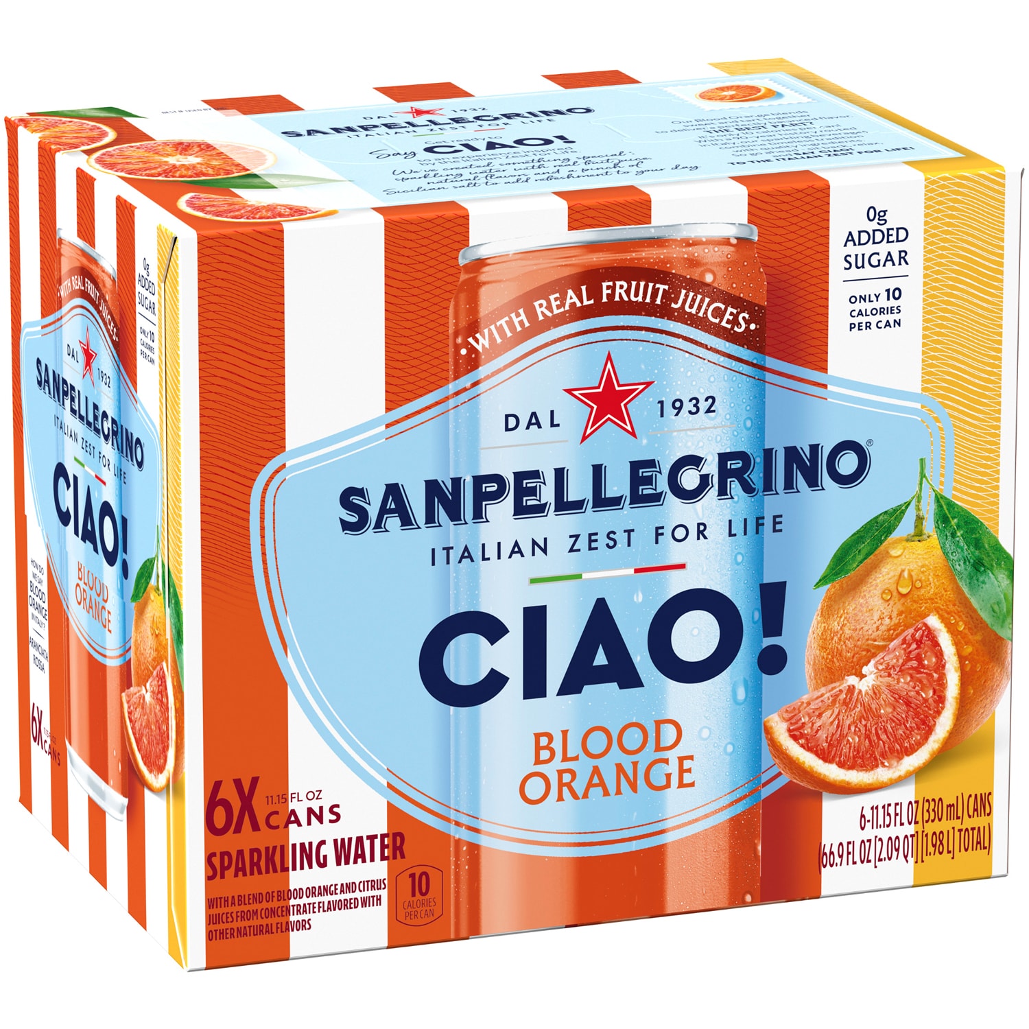 San Pellegrino Sparkling Water Ciao Blood Orange, Cans