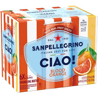 San Pellegrino Sparkling Water Ciao Blood Orange, Cans