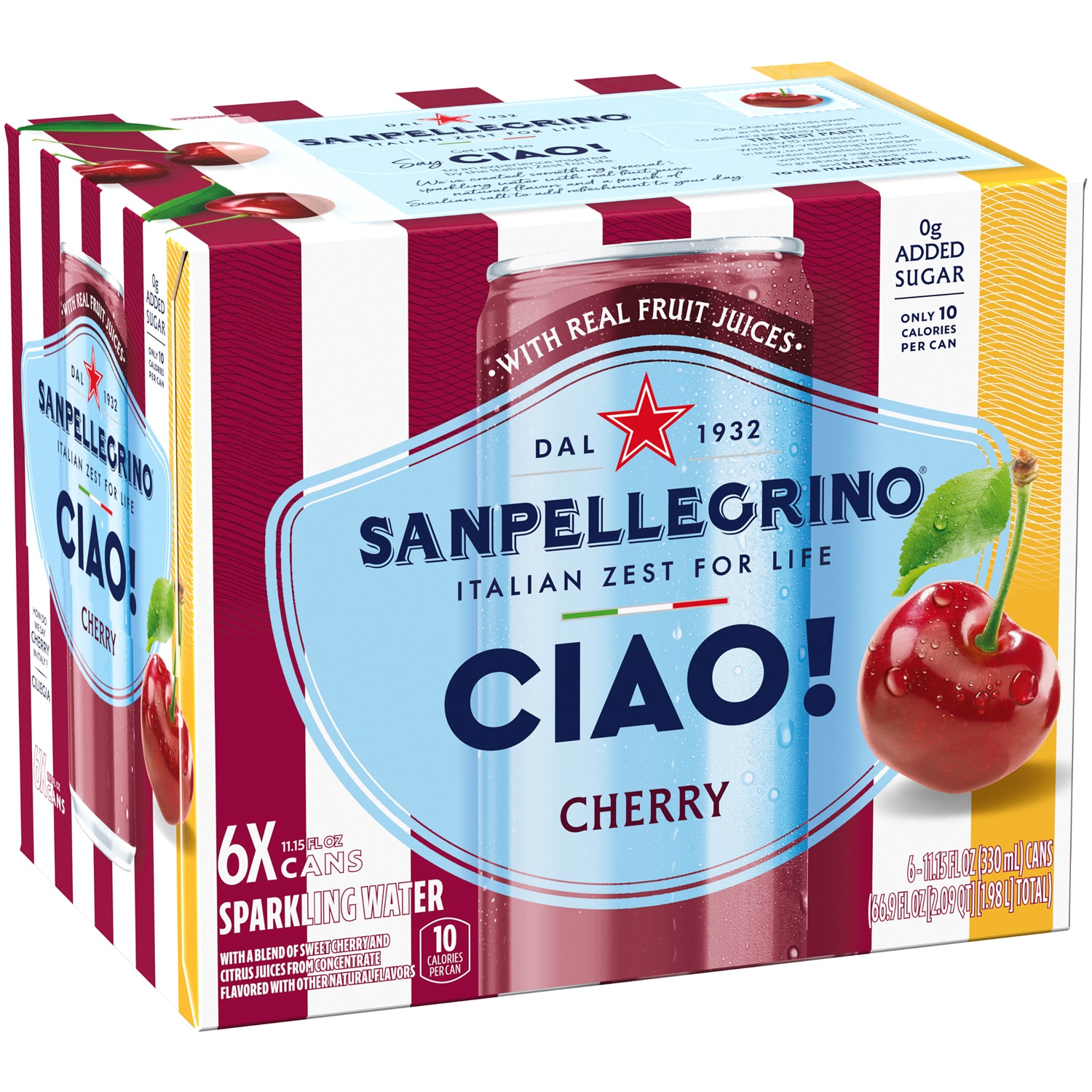 San Pellegrino Sparkling Water Ciao Cherry, Cans