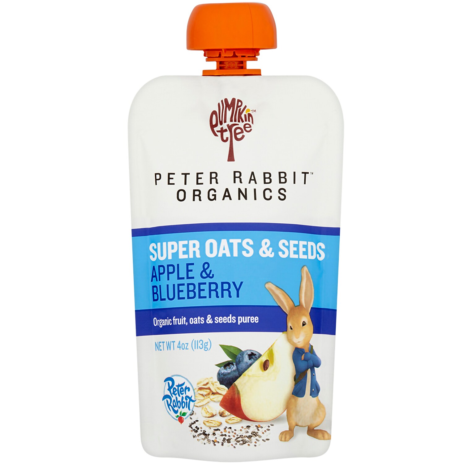 Peter Rabbit Organics, Fruit Puree Snack, Super Oats & Seeds, Apple & Blueberry