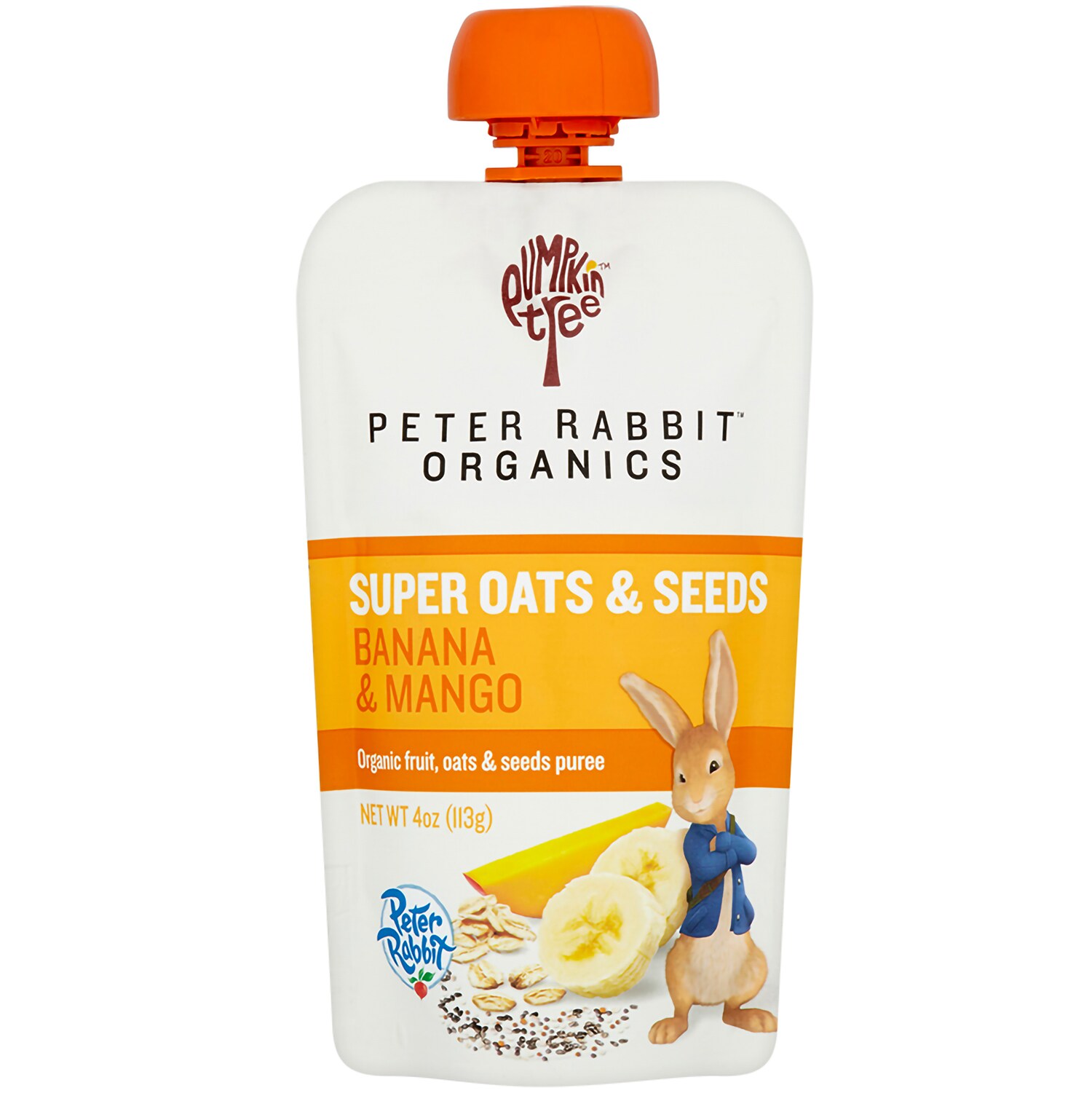 Peter Rabbit Organics, Fruit Puree Snack, Super Oats & Seeds, Banana & Mango