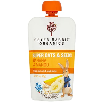 Peter Rabbit Organics, Fruit Puree Snack, Super Oats & Seeds, Banana & Mango