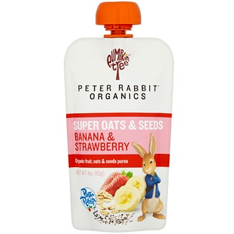 Peter Rabbit Organics, Fruit Puree Snack, Super Oats & Seeds, Banana & Strawberry