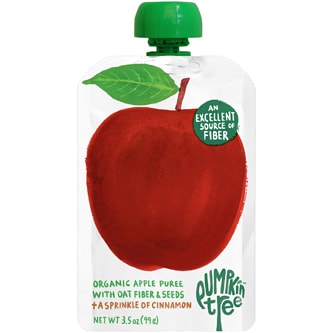 Pumpkin Tree Organics, Fruit Puree Snack, Apple With Oat Fiber & Seeds +A Sprinkle Of Cinnamon