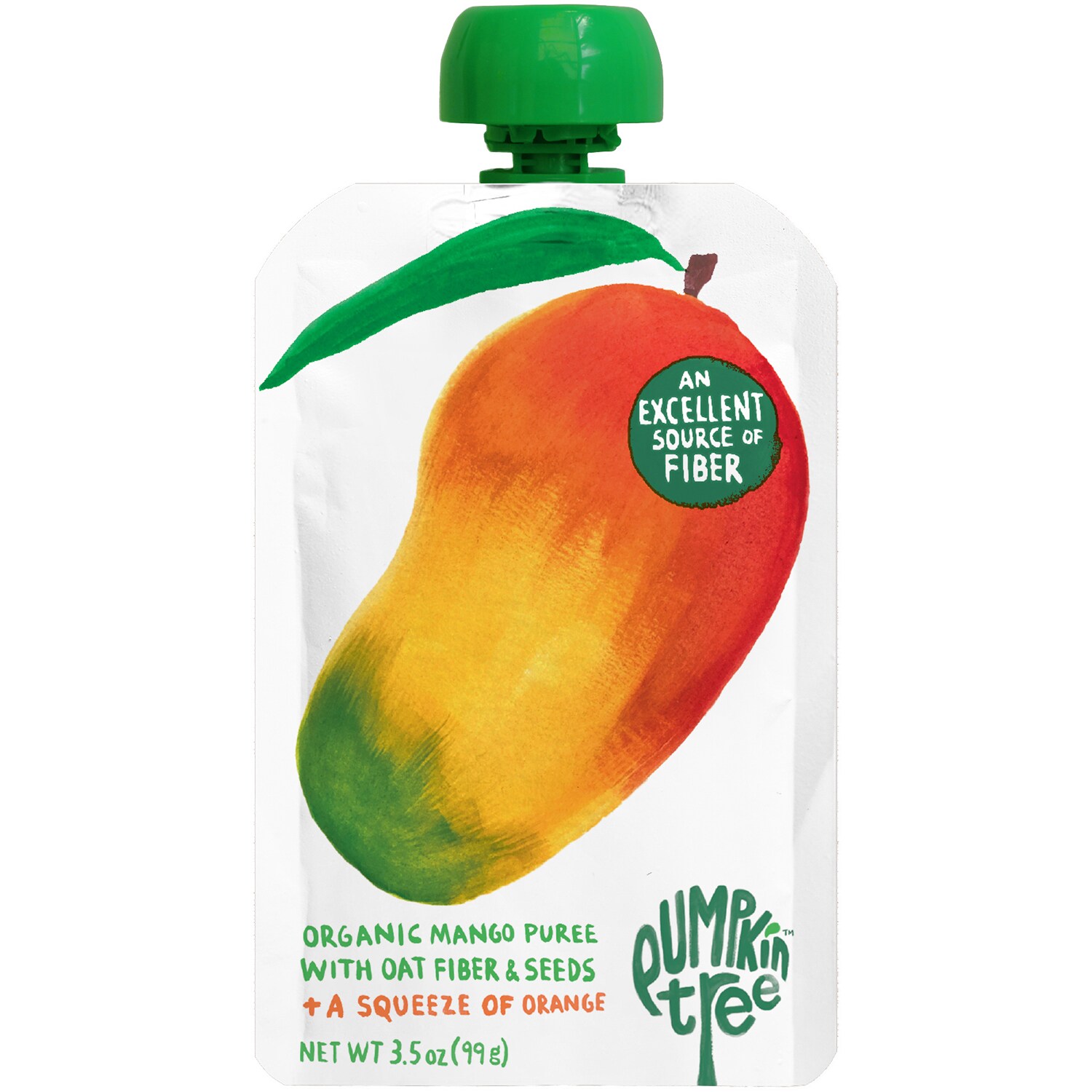 Pumpkin Tree Organics, Fruit Puree Snack, Mango With Oat Fiber & Seeds +A Squeeze Of Orange