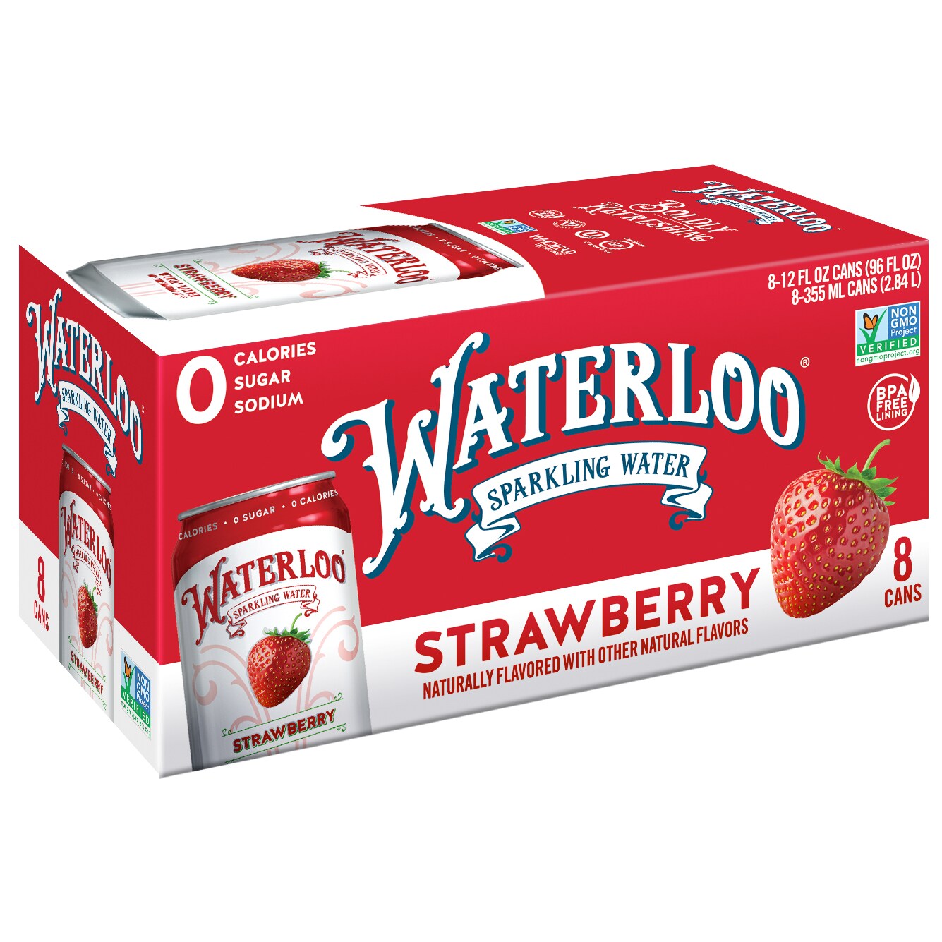 Waterloo Sparkling Water, Strawberry, Cans