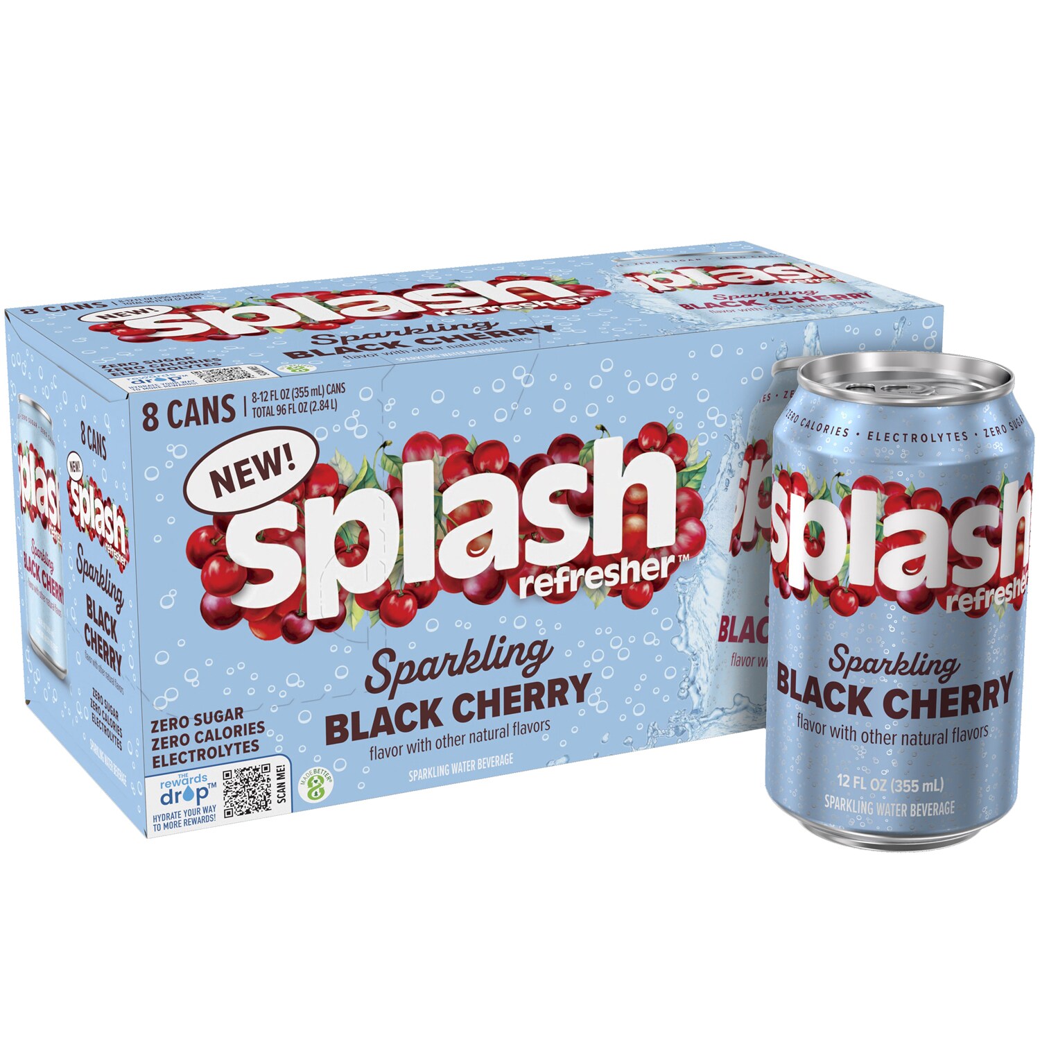 Splash Refresher Sparkling Water, Black Cherry, Cans