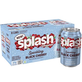 Splash Refresher Sparkling Water, Black Cherry, Cans