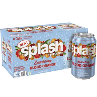 Splash Refresher Sparkling Water, Blood Orange, Cans