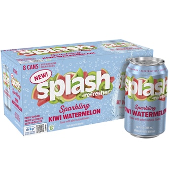 Splash Refresher Sparkling Water, Kiwi Watermelon, Cans