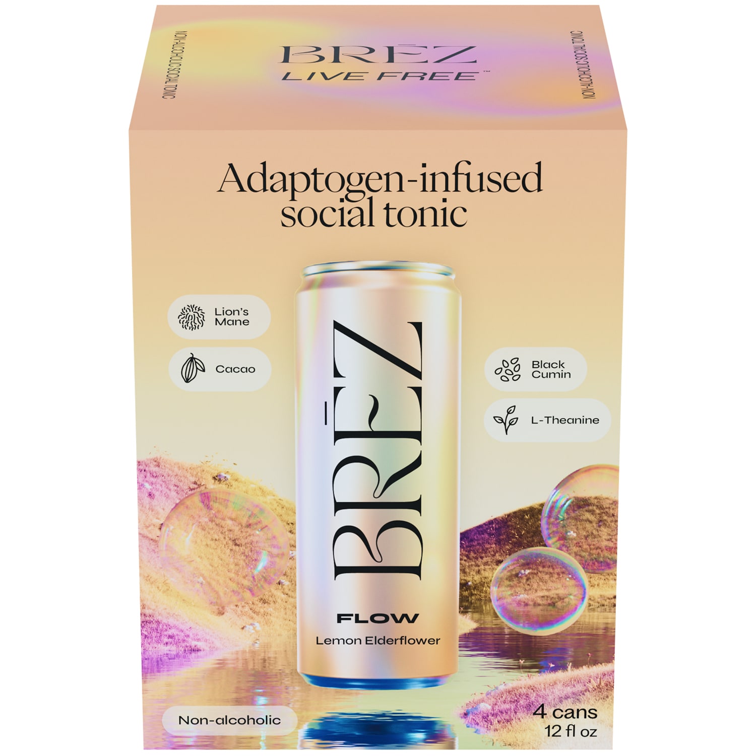 BREZ Flow Social Tonic, Lemon Elderflower, Cans