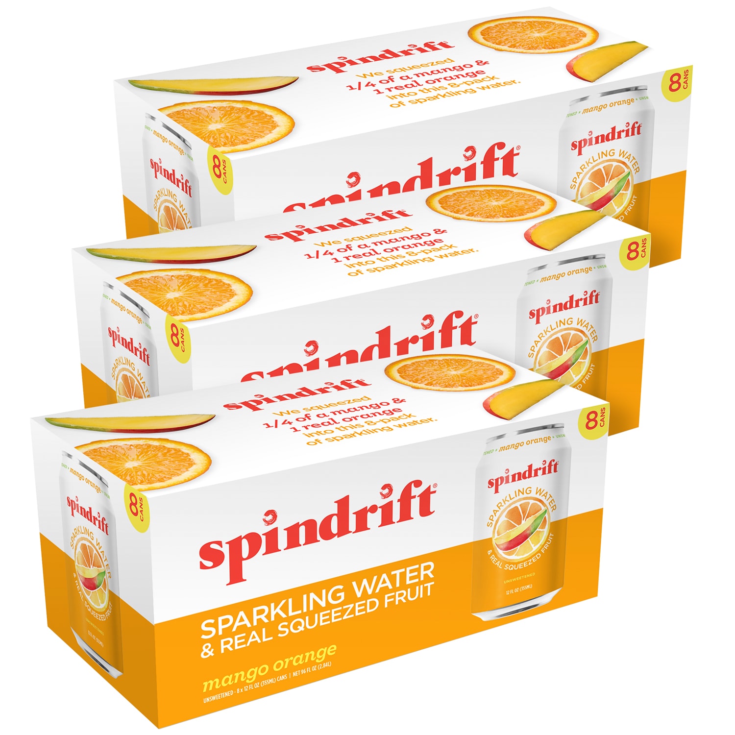 Spindrift Sparkling Water, Mango Orange, Cans
