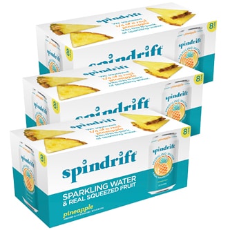Spindrift Sparkling Water, Pineapple, Cans