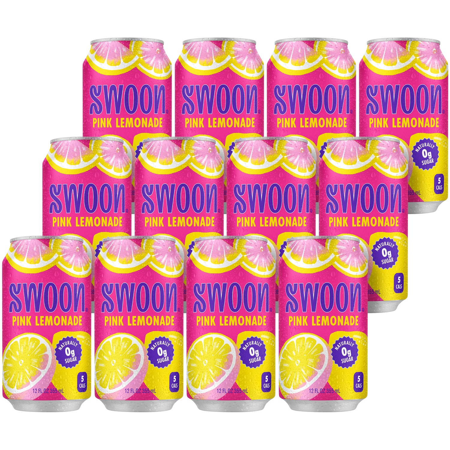 Swoon Zero Sugar Pink Lemonade, Cans, Case