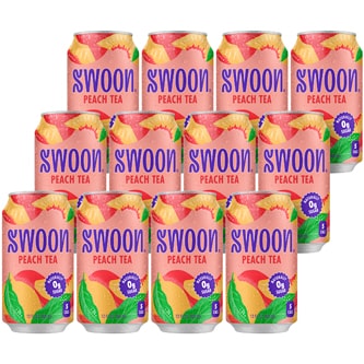 Swoon Zero Sugar Peach Iced Tea, Cans, Case