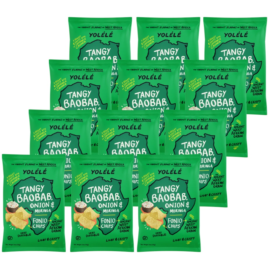 Yolélé Fonio Chips, Tangy Baobab, Onion + Moringa