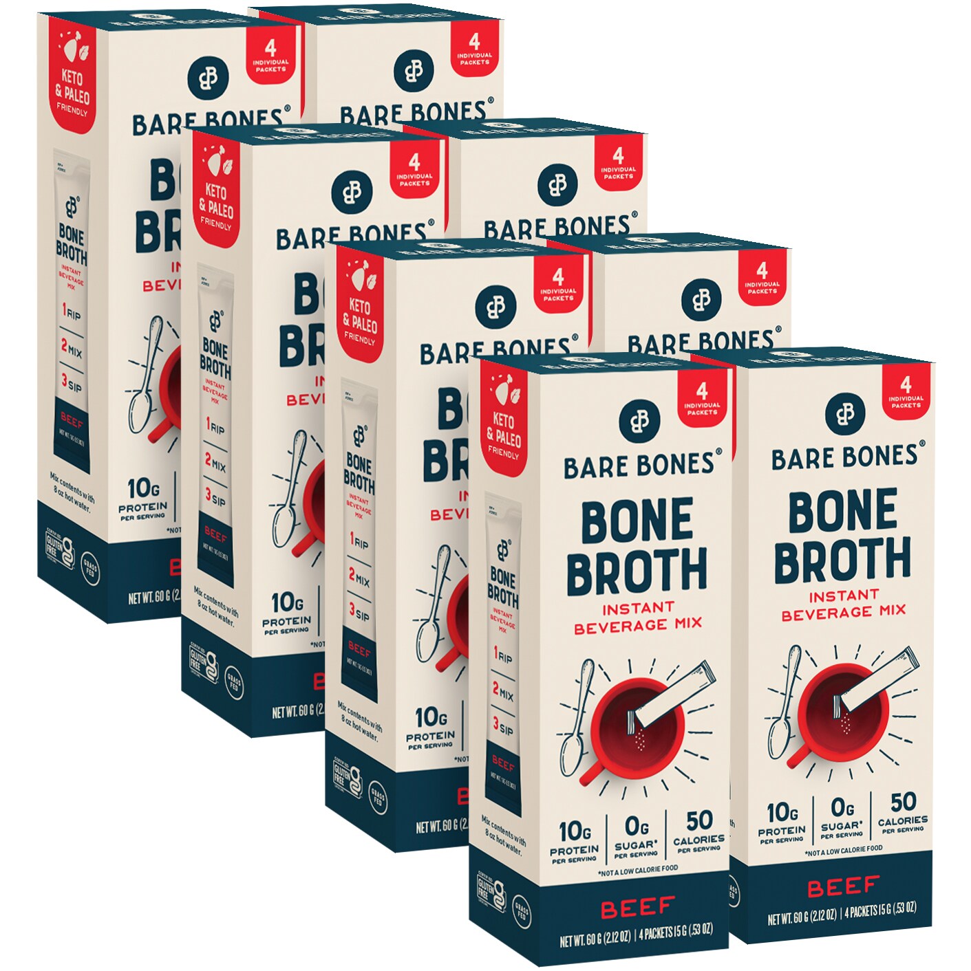 Bare Bones Instant Bone Broth Mix, Beef