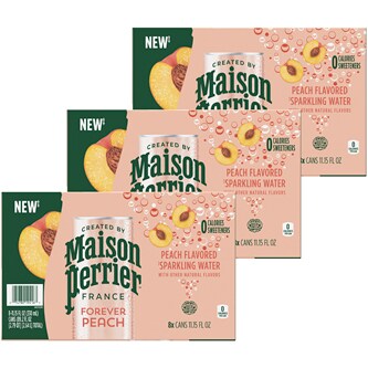 Maison Perrier Sparkling Water, Peach, Cans