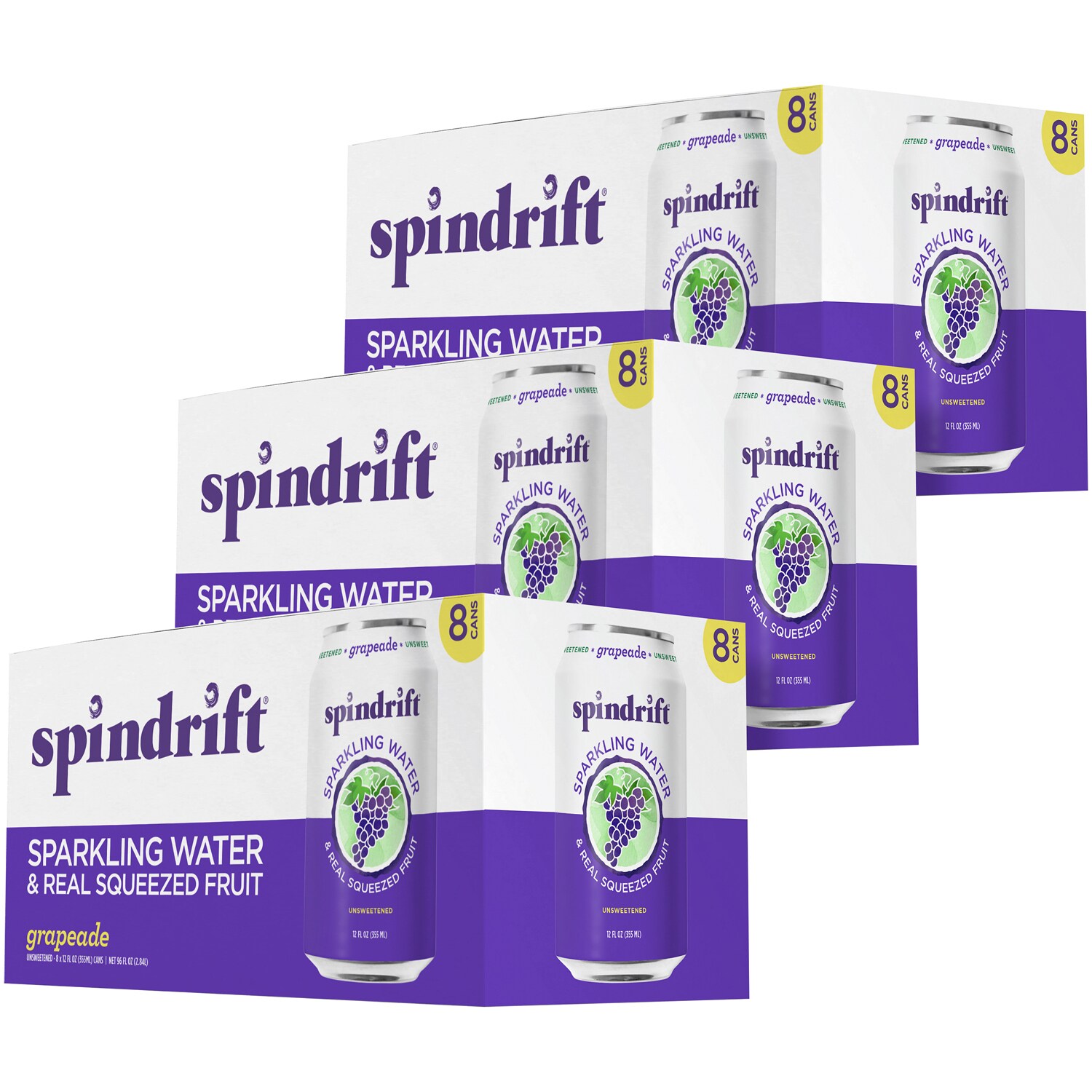 Spindrift Sparkling Water, Grapeade, Case 