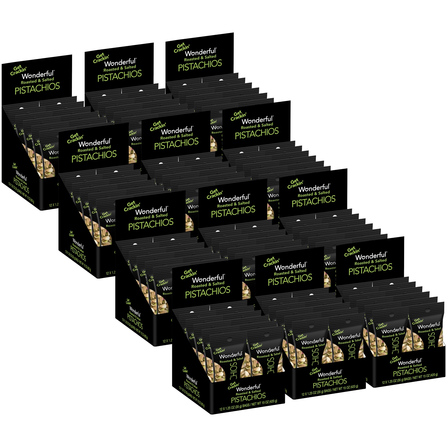 Wonderful Pistachios, Roasted & Salted Snack Pack, Case