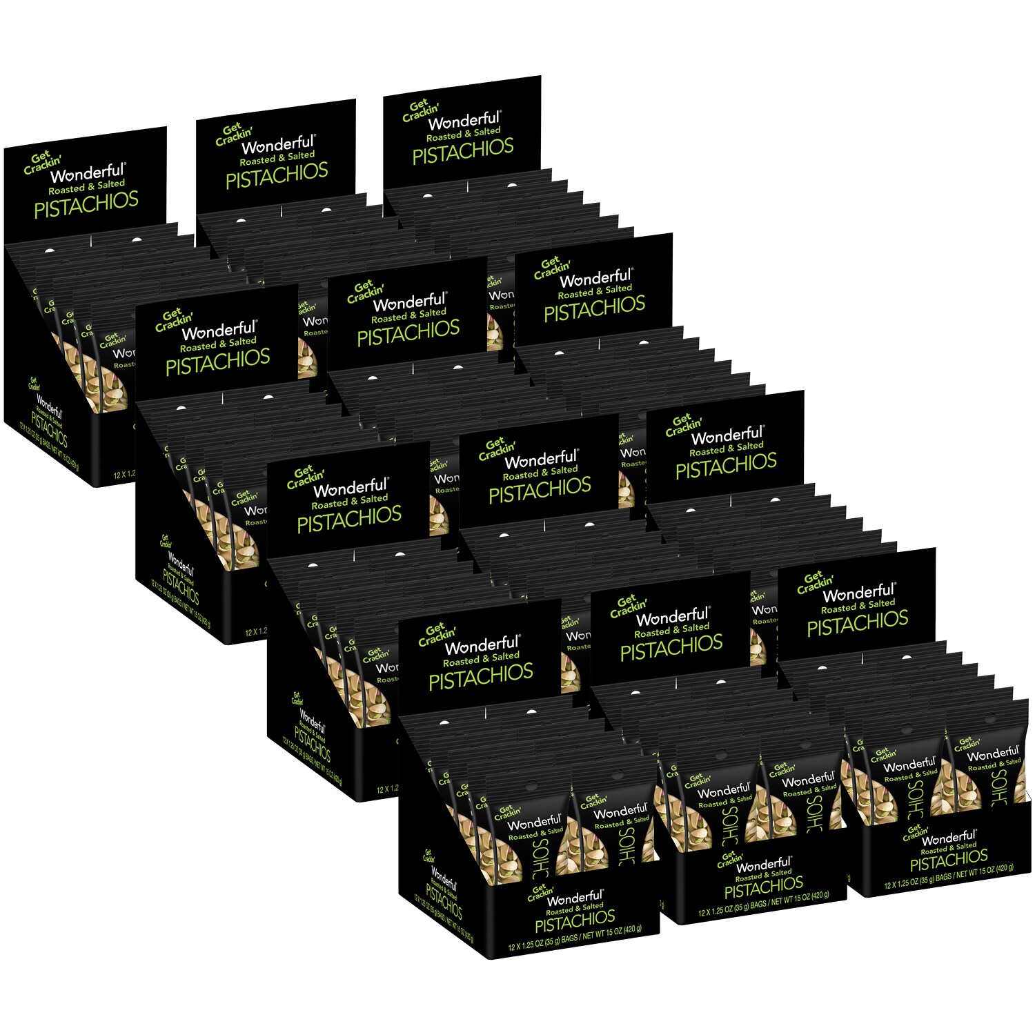Wonderful Pistachios, Roasted & Salted Snack Pack, Case