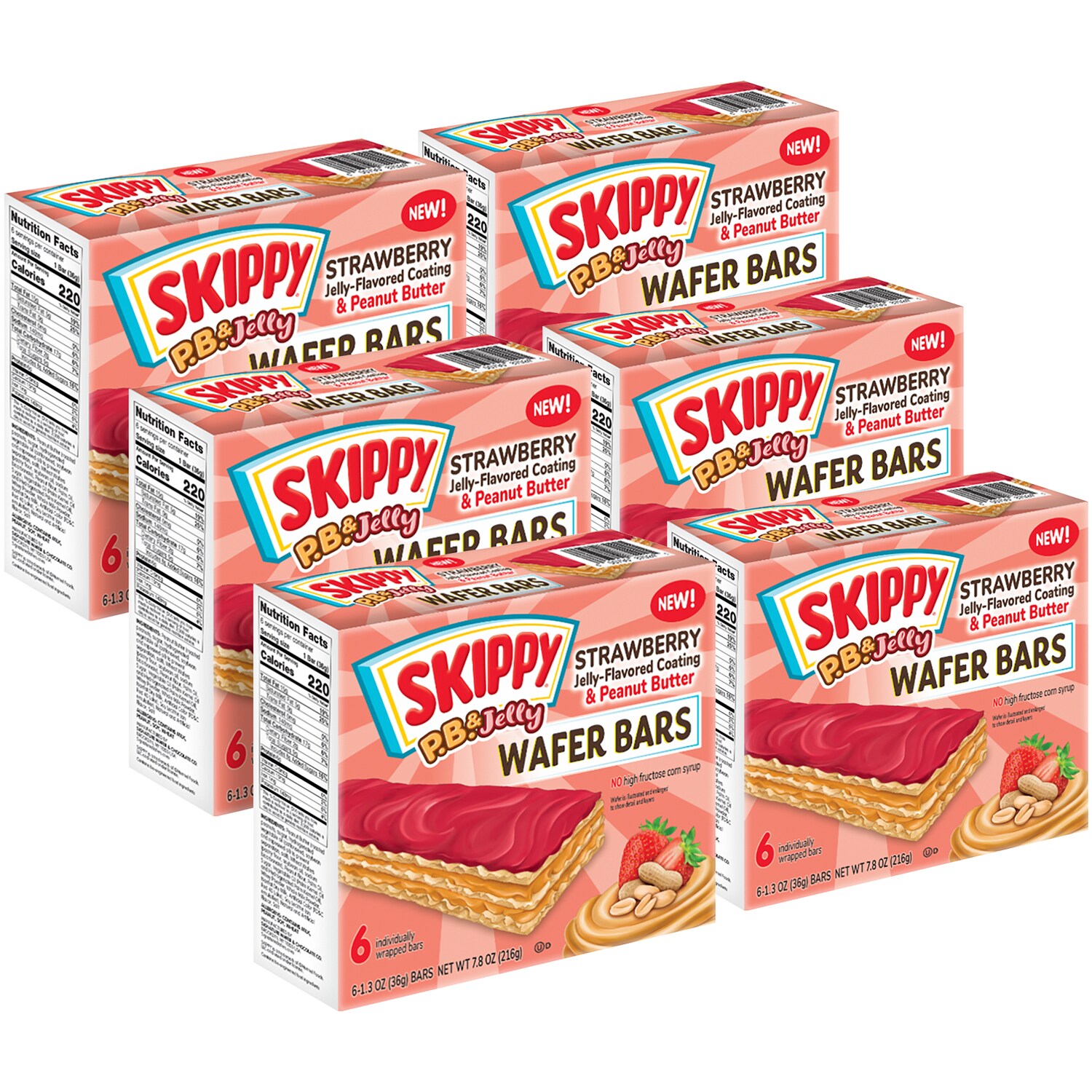 Skippy Wafer Bars, Peanut Butter & Strawberry Jelly Coated, Case