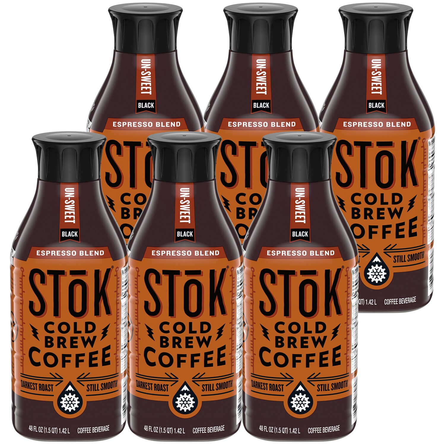 Stok Cold Brew Coffee, Un-Sweet Black, Espresso Blend, Plastic Bottle
