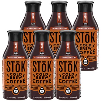 Stok Cold Brew Coffee, Un-Sweet Black, Espresso Blend, Plastic Bottle