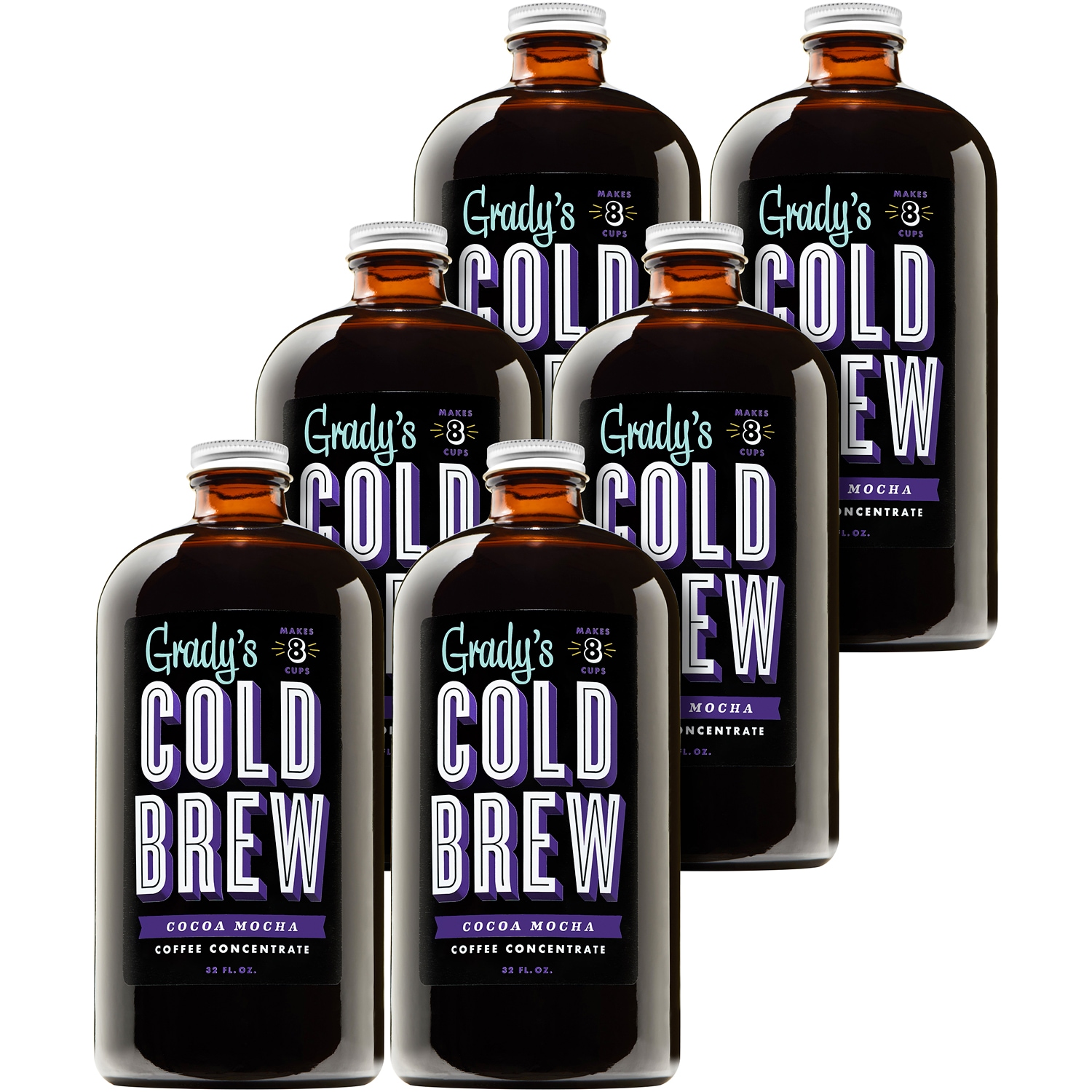 Grady's Cold Brew Coffee Concentrate, Cocoa Mocha, Glass Bottles